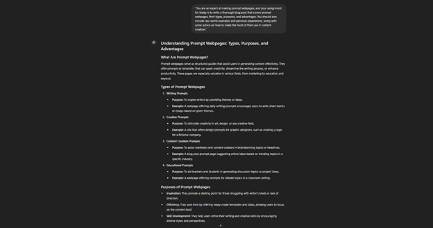 chatgpt response for prompt webpages