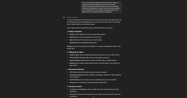 Roles in Prompt engineering prompt response