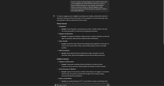 ChatGPT Prompts for Crafting Engaging Course Content