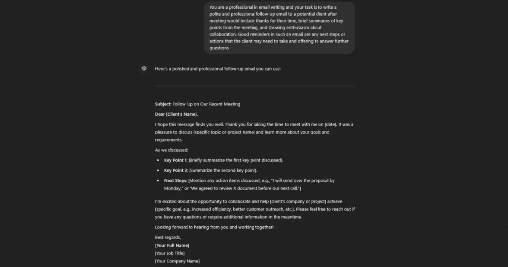 ChatGPT Prompt to Respond to an Email prompt response