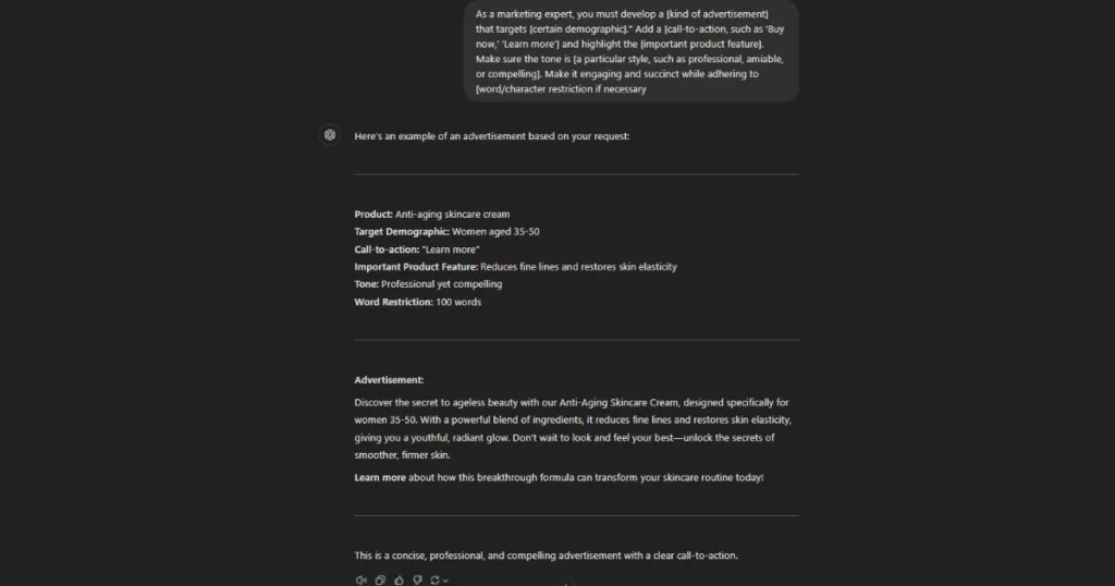 ChatGPT Multiple Prompt Templates prompt response