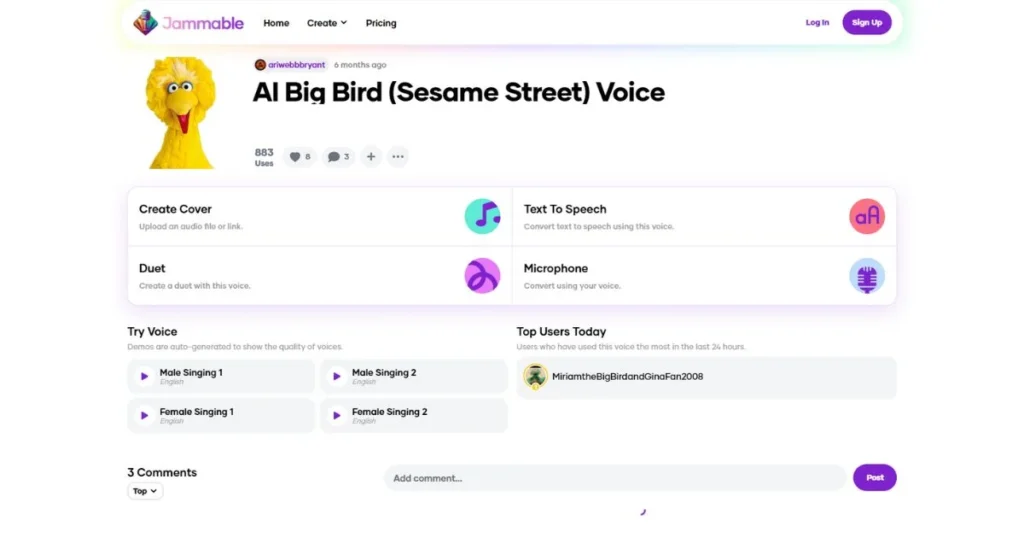 Big Bird AI Voice Generator